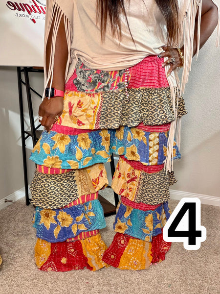 Patchwork Poetry Ruffle Pants