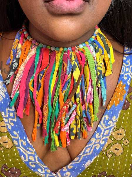Kantha Fringe Collar Necklace