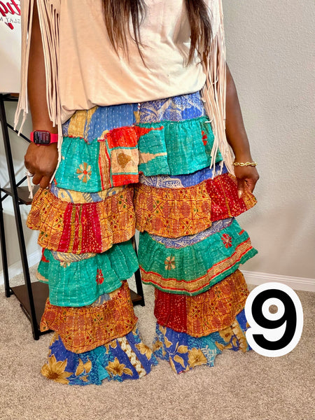 Patchwork Poetry Ruffle Pants