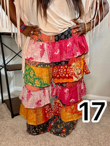 Patchwork Poetry Ruffle Pants