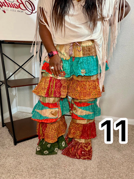 Patchwork Poetry Ruffle Pants