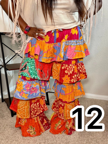 Patchwork Poetry Ruffle Pants