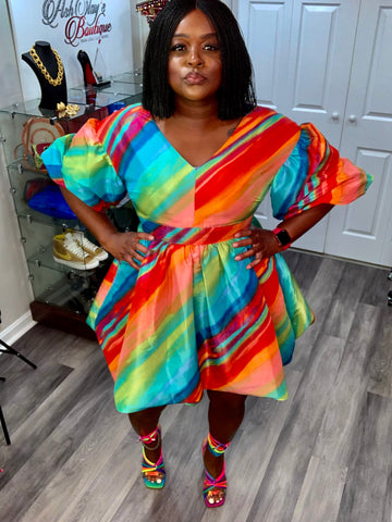 Rainbow Bubble Dress Sz L