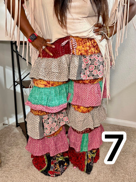 Patchwork Poetry Ruffle Pants