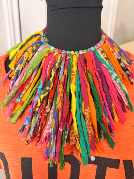 Kantha Fringe Collar Necklace