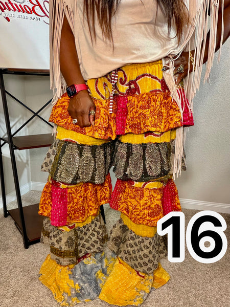 Patchwork Poetry Ruffle Pants