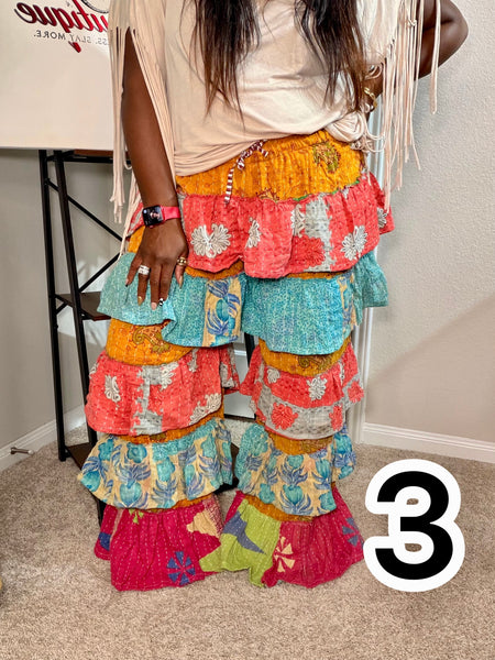 Patchwork Poetry Ruffle Pants