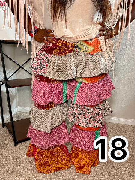Patchwork Poetry Ruffle Pants