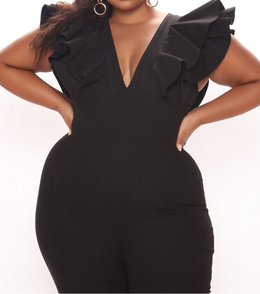 Ruffle Me Denim Jumpsuit
