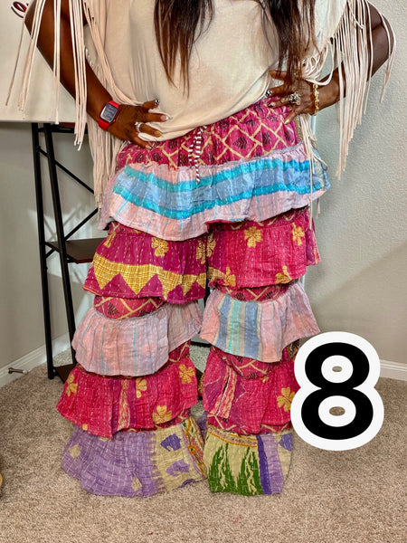 Patchwork Poetry Ruffle Pants