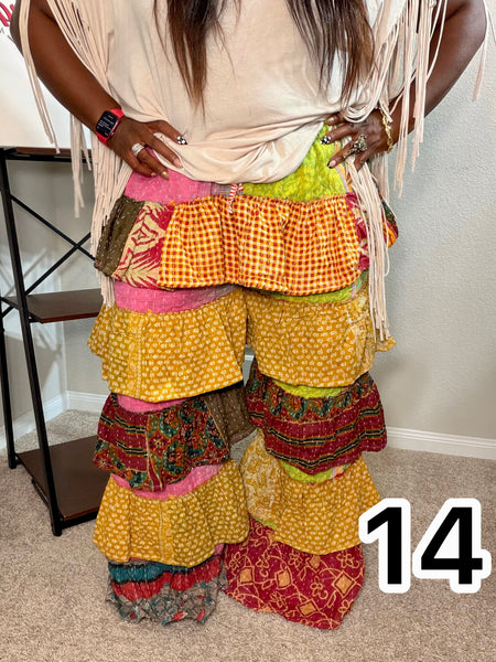 Patchwork Poetry Ruffle Pants