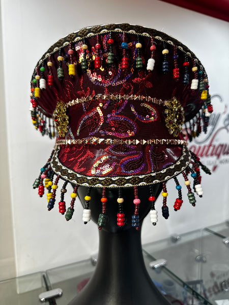 SteamPunk Beaded Sequin Capt Hat 22"/56cm