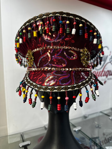 SteamPunk Beaded Sequin Capt Hat 22"/56cm