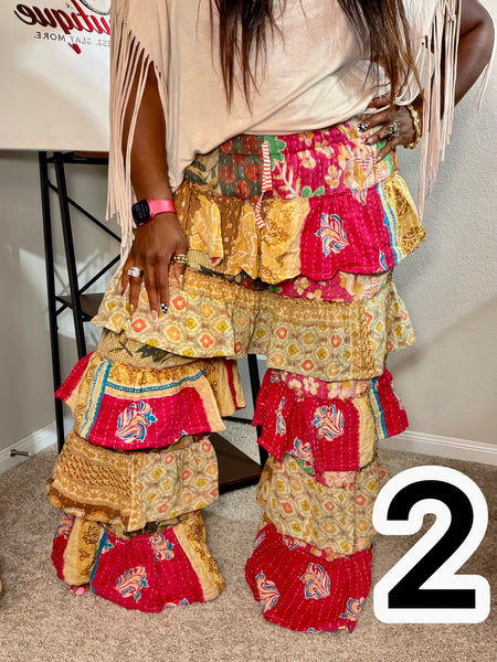 Patchwork Poetry Ruffle Pants
