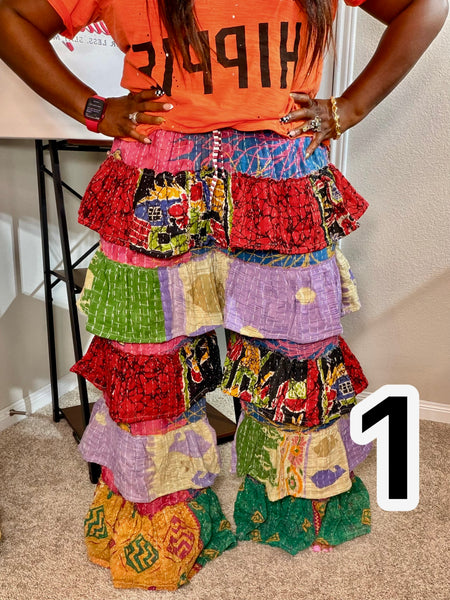 Patchwork Poetry Ruffle Pants