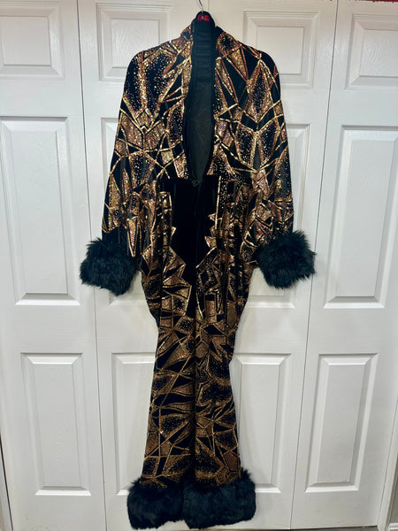 Old Hollywood/Harlem Nights Luxe Robe with matching Turban