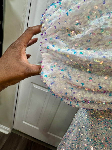 White Iridescent Sequin Dress Sz 4X