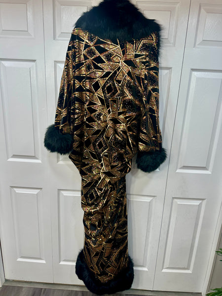 Old Hollywood/Harlem Nights Luxe Robe with matching Turban