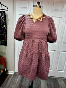 A New Day Quilted Babydoll Dress- Rose
