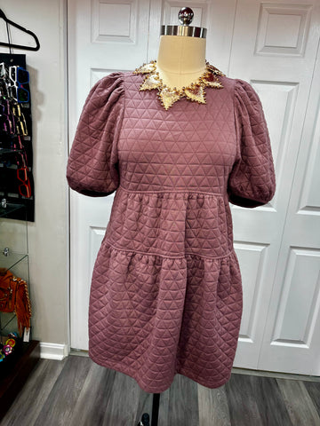 A New Day Quilted Babydoll Dress- Rose