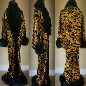 Old Hollywood/Harlem Nights Luxe Robe with matching Turban