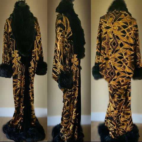 Old Hollywood/Harlem Nights Luxe Robe with matching Turban
