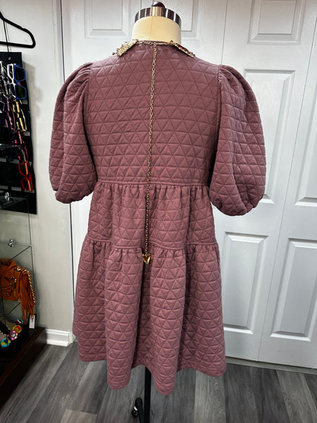A New Day Quilted Babydoll Dress- Rose