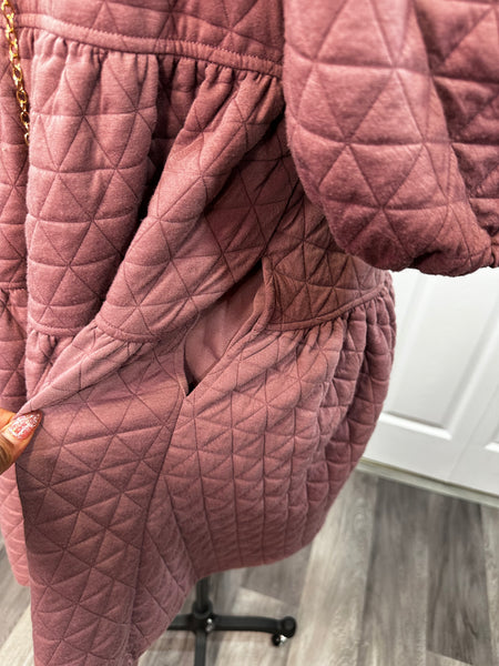 A New Day Quilted Babydoll Dress- Rose