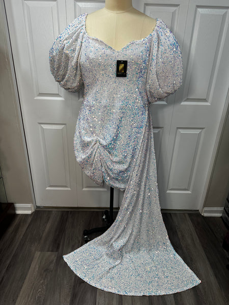 White Iridescent Sequin Dress Sz 4X