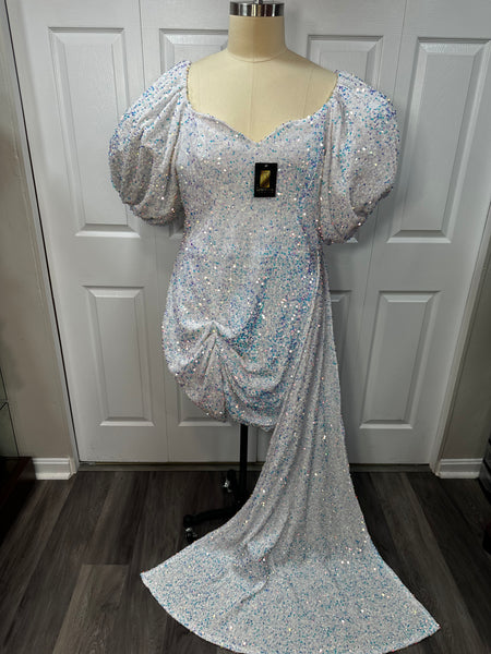 White Iridescent Sequin Dress Sz 4X