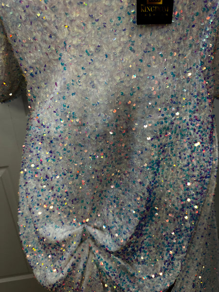 White Iridescent Sequin Dress Sz 4X
