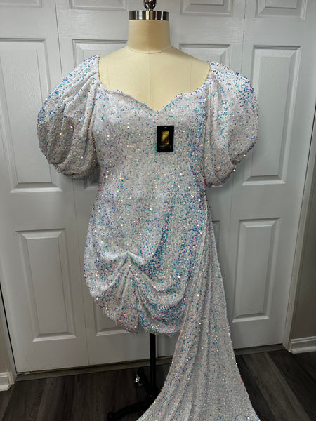 White Iridescent Sequin Dress Sz 4X