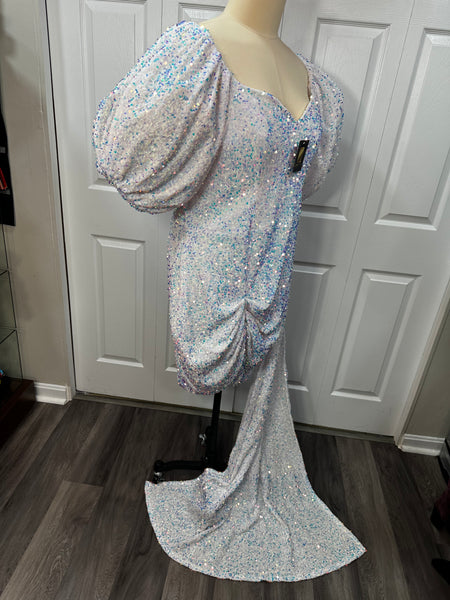 White Iridescent Sequin Dress Sz 4X