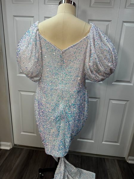 White Iridescent Sequin Dress Sz 4X