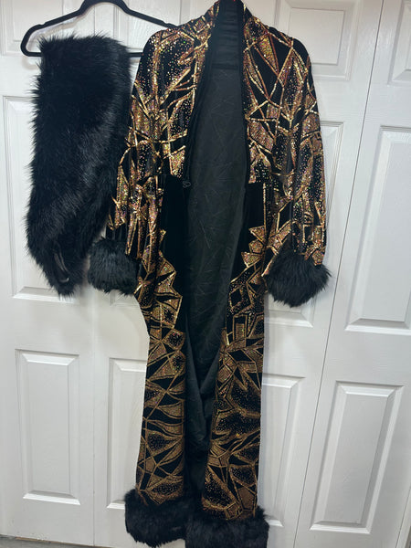 Old Hollywood/Harlem Nights Luxe Robe with matching Turban