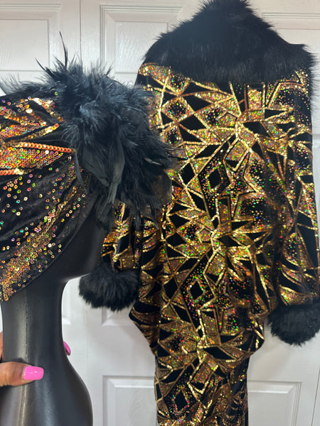 Old Hollywood/Harlem Nights Luxe Robe with matching Turban
