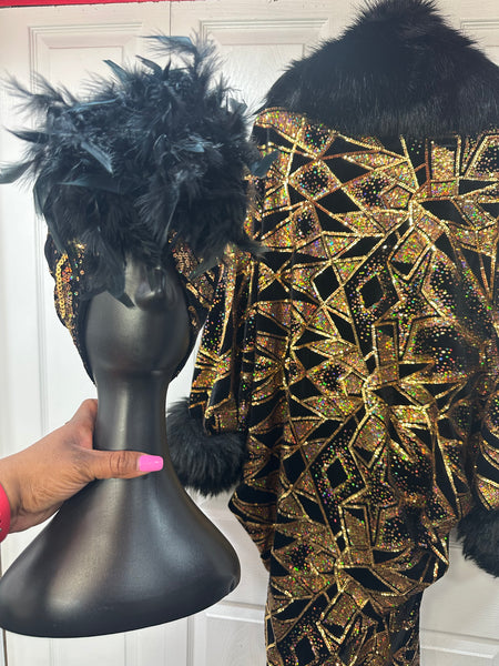 Old Hollywood/Harlem Nights Luxe Robe with matching Turban