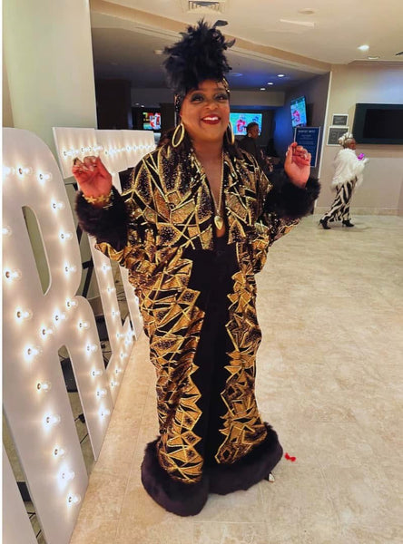 Old Hollywood/Harlem Nights Luxe Robe with matching Turban