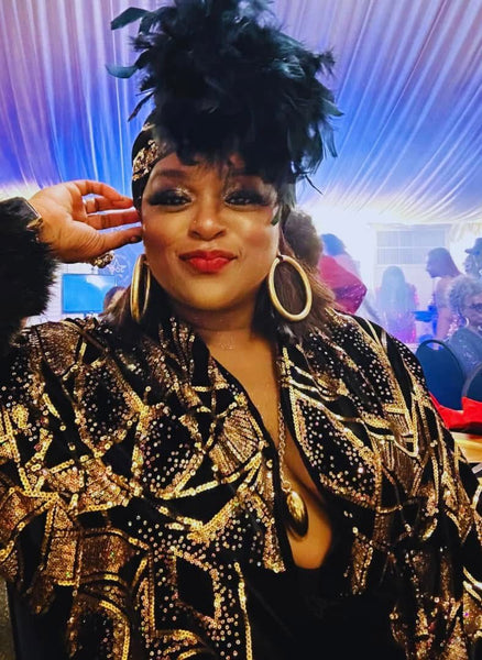 Old Hollywood/Harlem Nights Luxe Robe with matching Turban