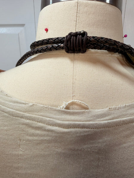 Vintage Handmade Yardstick Leather Necklace