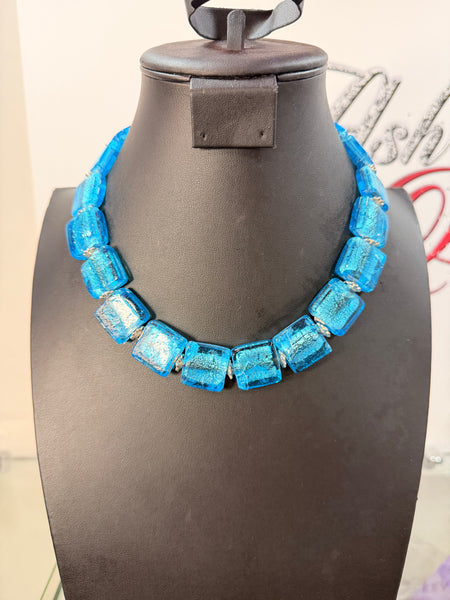 Square Bead Glass Necklace