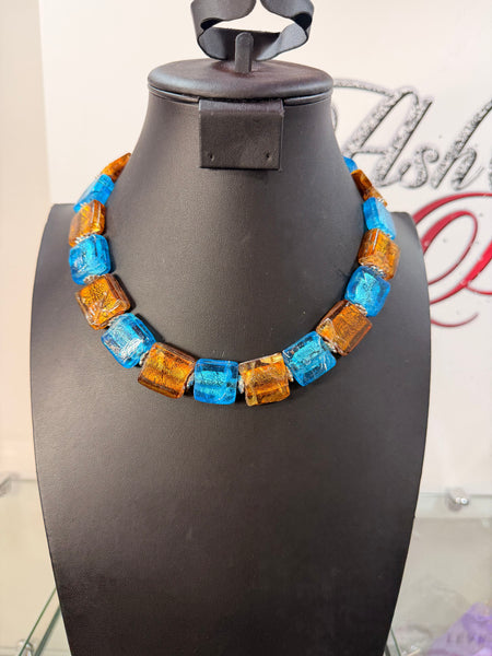 Square Bead Glass Necklace