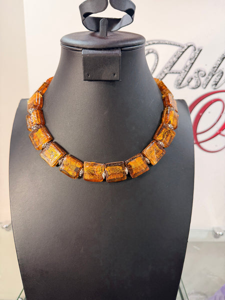 Square Bead Glass Necklace
