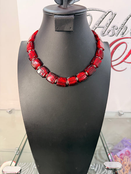 Square Bead Glass Necklace