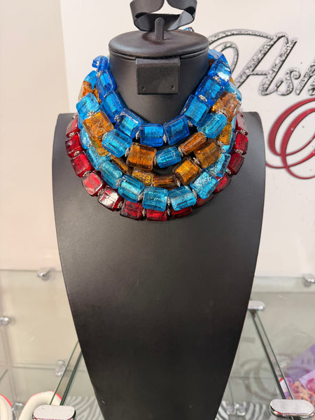 Square Bead Glass Necklace