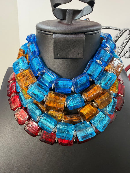 Square Bead Glass Necklace