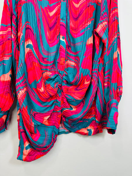 Marble Textured Gathered Detailed Blouse